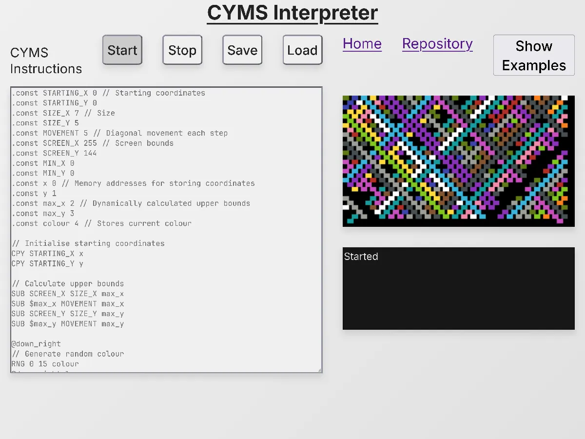 Screenshot of CYMS Interpreter.
