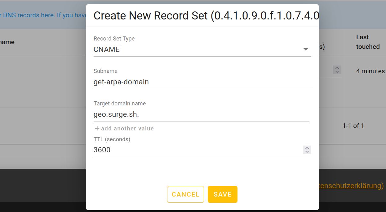 deSEC creating CNAME record