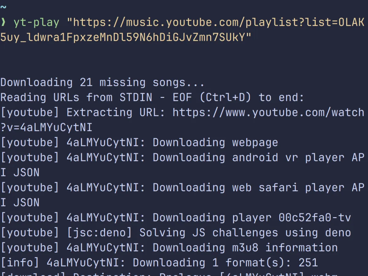 Screenshot of yt-play.