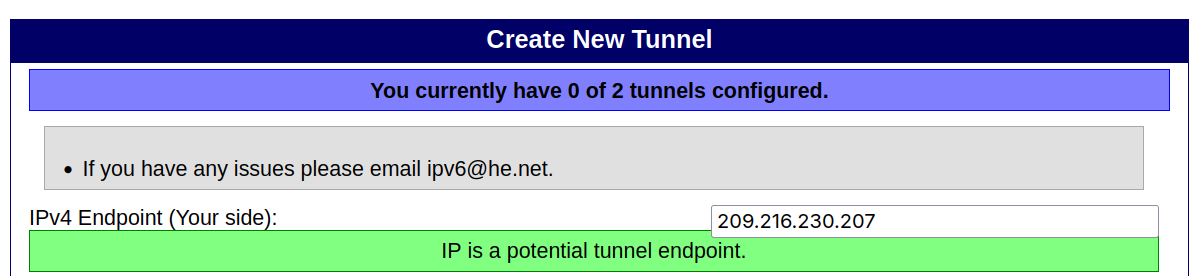 Tunnelbroker create new tunnel form